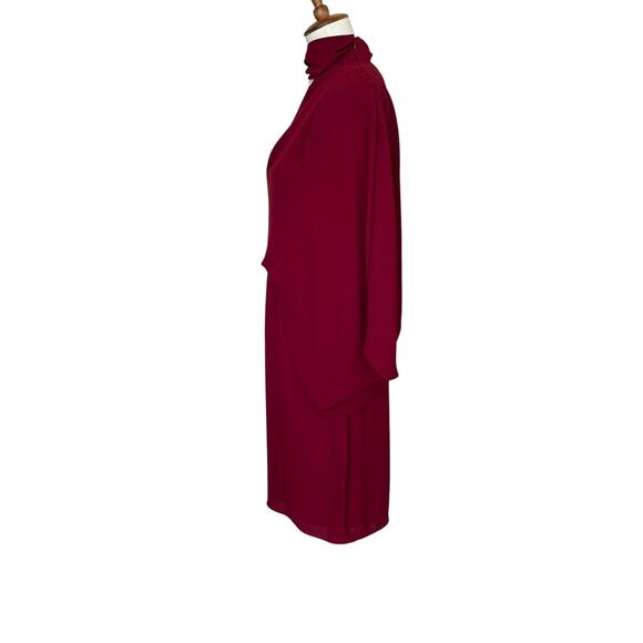 Halston Red One Shoulder Cocktail Dress SIZE 6 Draped Sheath Chic Designer $295 - Picture 6 of 9